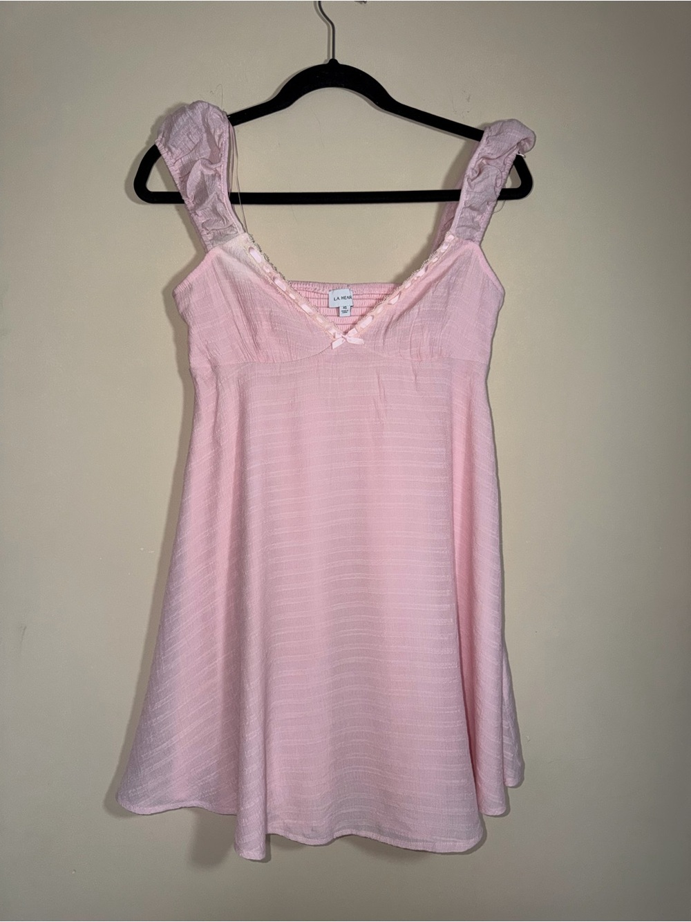 La Hearts Light Pink Ruffled Strap Chemise
